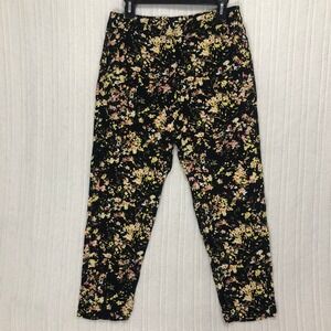 Jessica Simpson Floral Print Pants Casual Career Black Yellow Pink Size Small